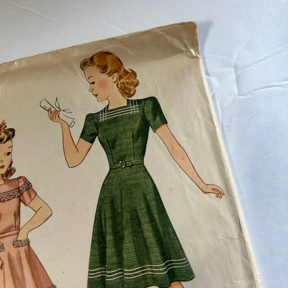 Simplicity Primer Vintage 1940's Pattern #3797 Young Girls‎ Dress Size 12 HTF
